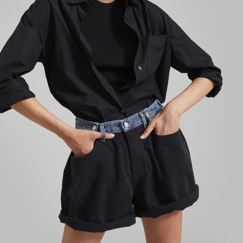 The Frankie Shop - Hayla Contract Denim Shorts - Black/Blue Size XS/S
